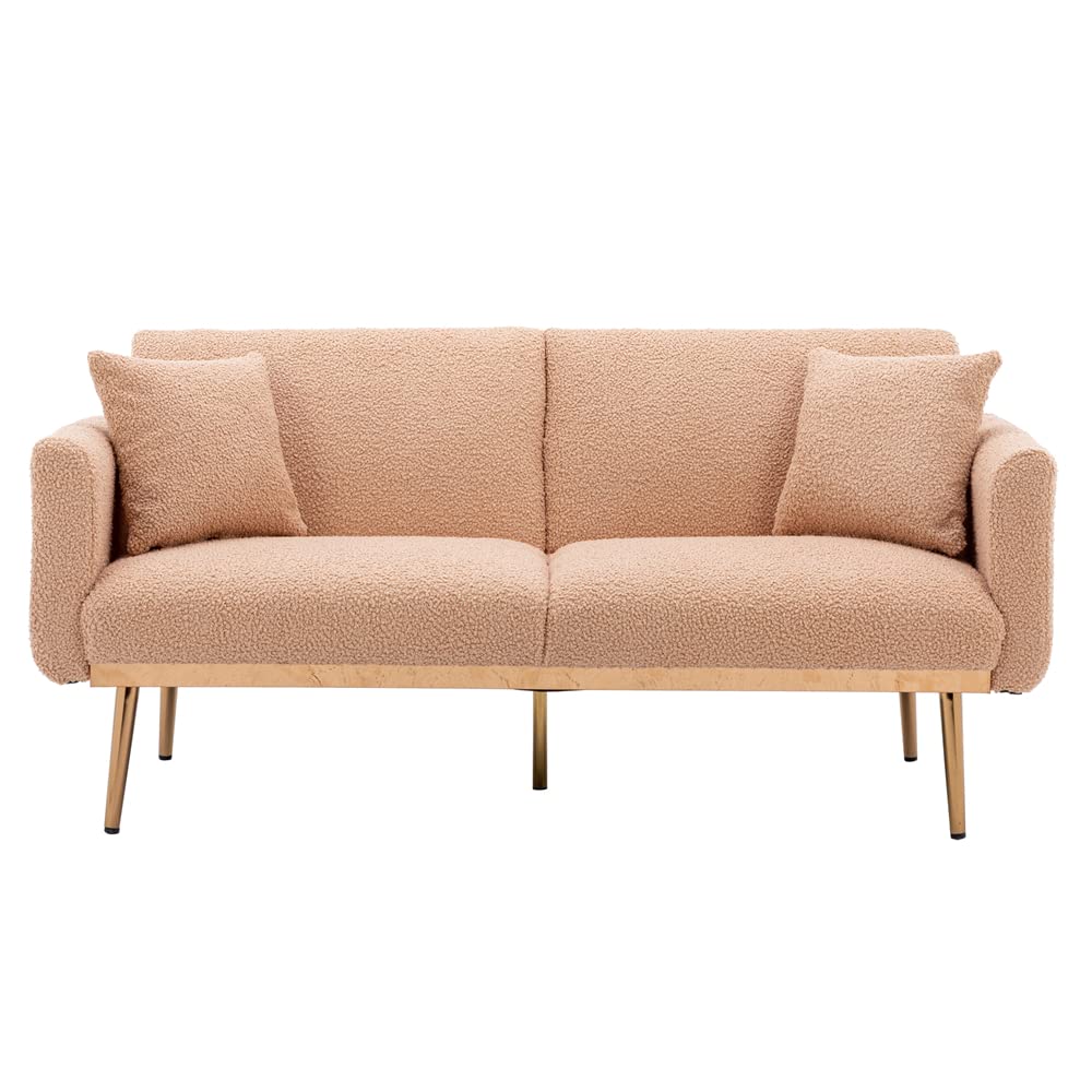 65.35" Accent Sofa, Convertible Futon Sofa Bed with Metal Feet