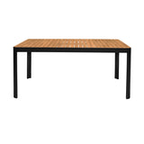 LCPDDITKDK Darks Portals Outdoor Black Rectangle Teak Wood & Aluminum Dining Table
