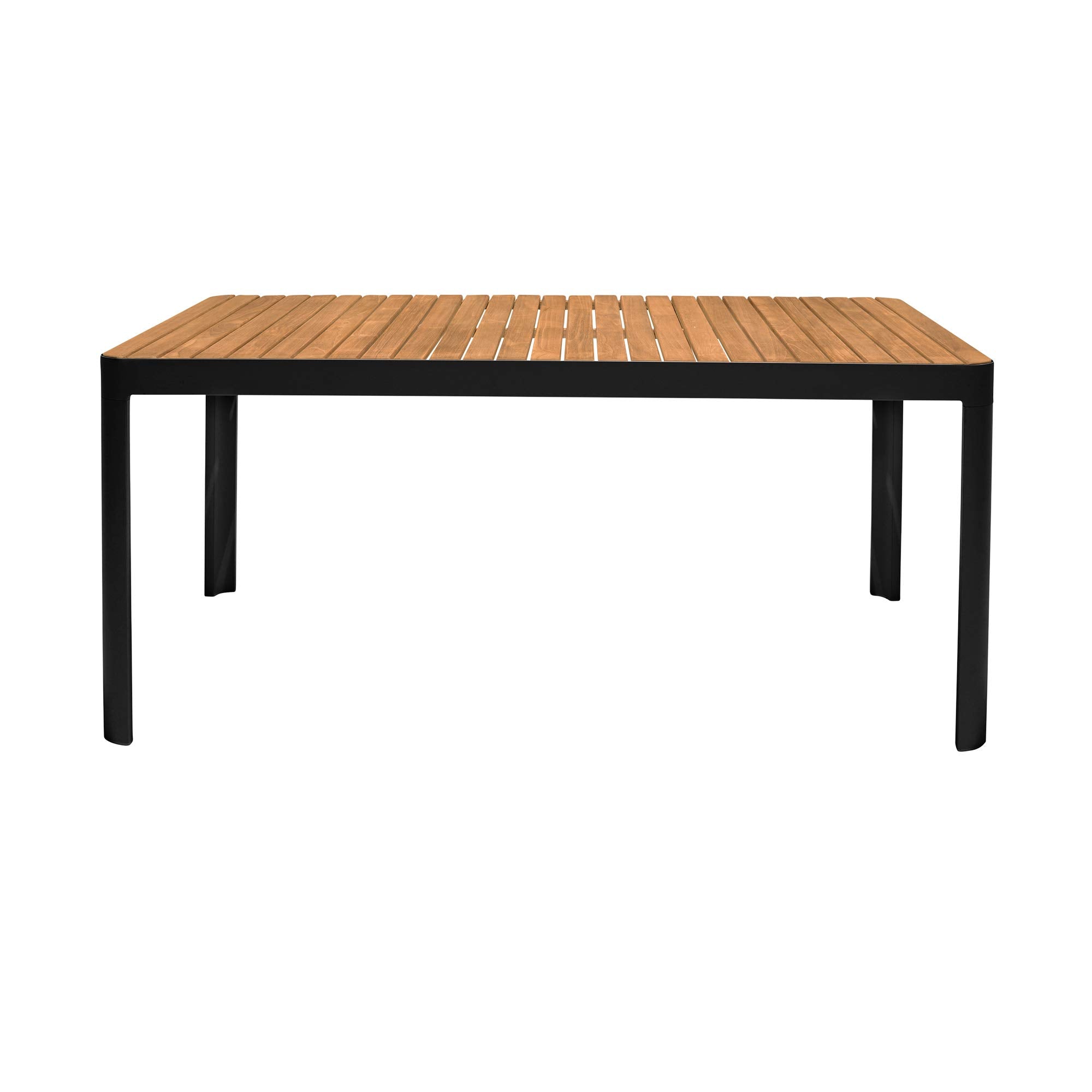 LCPDDITKDK Darks Portals Outdoor Black Rectangle Teak Wood & Aluminum Dining Table