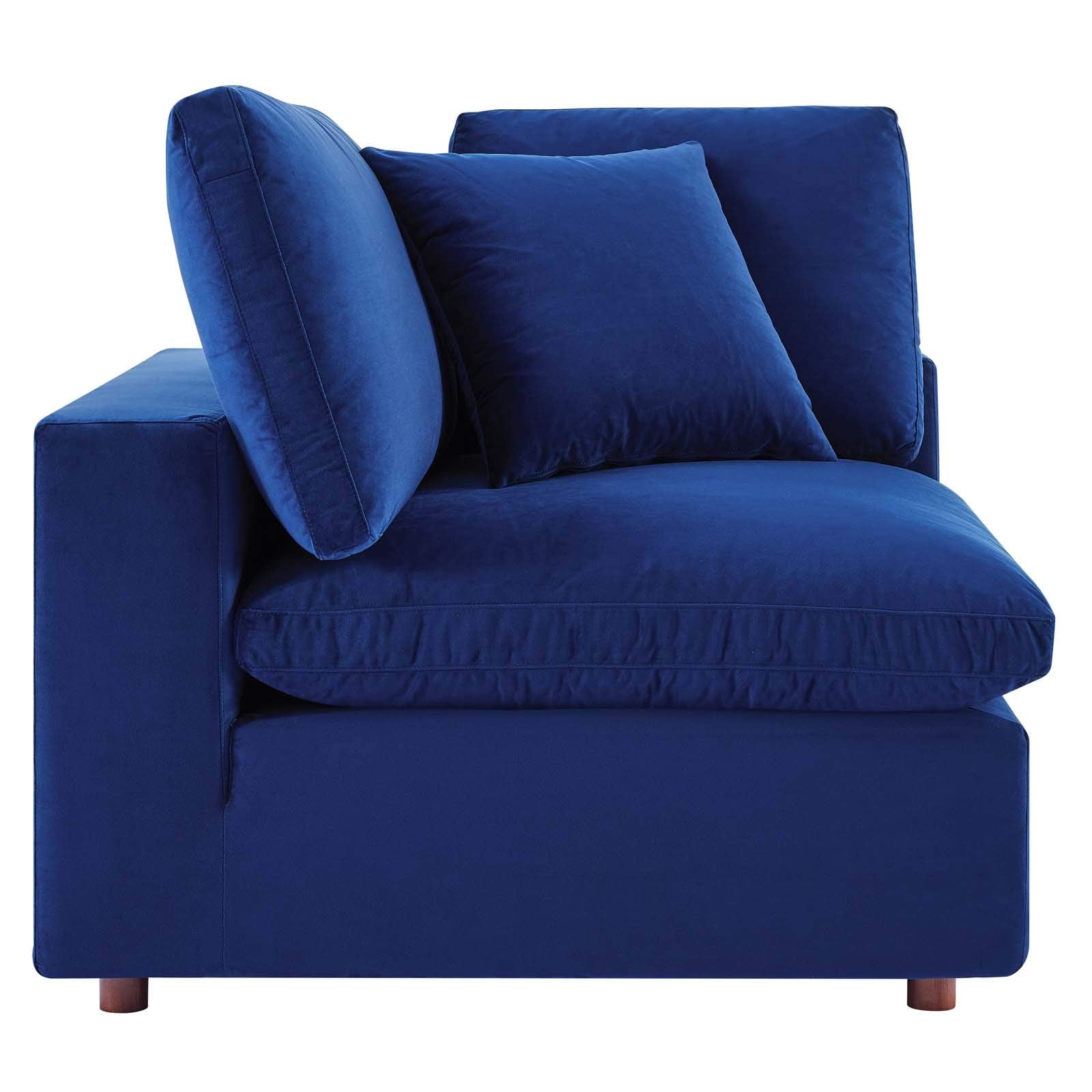 Down-Filled Overstuffed Performance Velvet 4-Piece Sectional Sofa