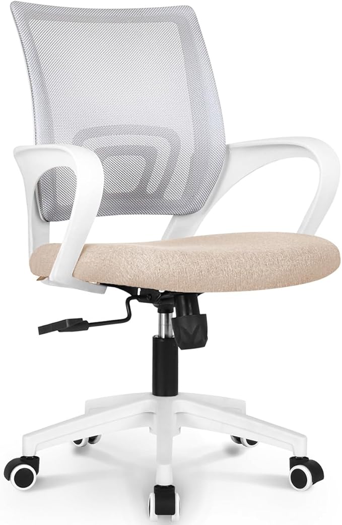 Office Computer Desk Chair Gaming-Ergonomic Mid Back Cushion Lumbar Support with Wheels Comfortable Blue