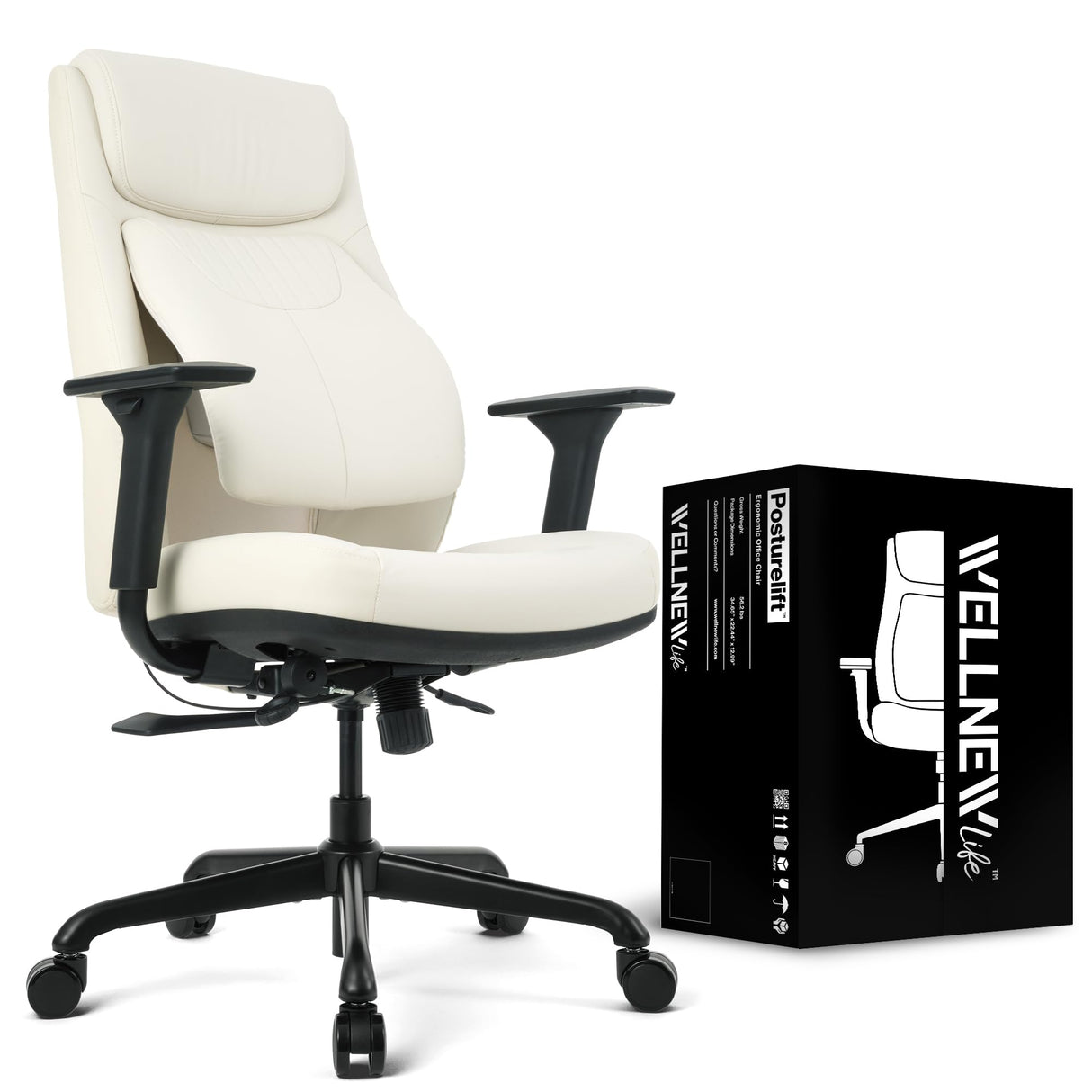 Posturelift Ergonomic Office Chair. Patented Lumbar Support for Posture and Lower