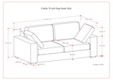 Charlie Sofa in 100% Recycled Polyester Tightly Woven Performance Fabric, Pebble Grey,