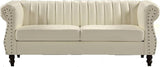 Chesterfield-Inspired 77" Faux Leather Sofa with Elegant Design, Gourd Legs, and Sustainable Pleather Upholstery,