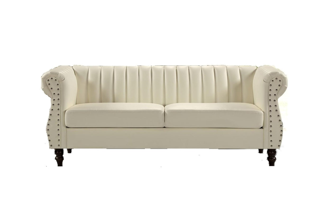 Chesterfield-Inspired 77" Faux Leather Sofa with Elegant Design