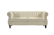 Chesterfield-Inspired 77" Faux Leather Sofa with Elegant Design