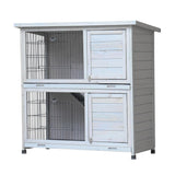 Rabbit Hutch Outdoor, 2-Story Rabbit Cage Indoor with Run, Bunny Cage