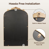 19" x 31" Gold Baroque Arched Wall Mirror