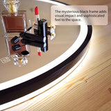 Round LED Sensor Mirror with Dimmable Anti-Fog - 28" Black Frame