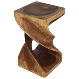 Wood Double Twist Stool Table 12 in SQ x 20 in H Walnut Oil