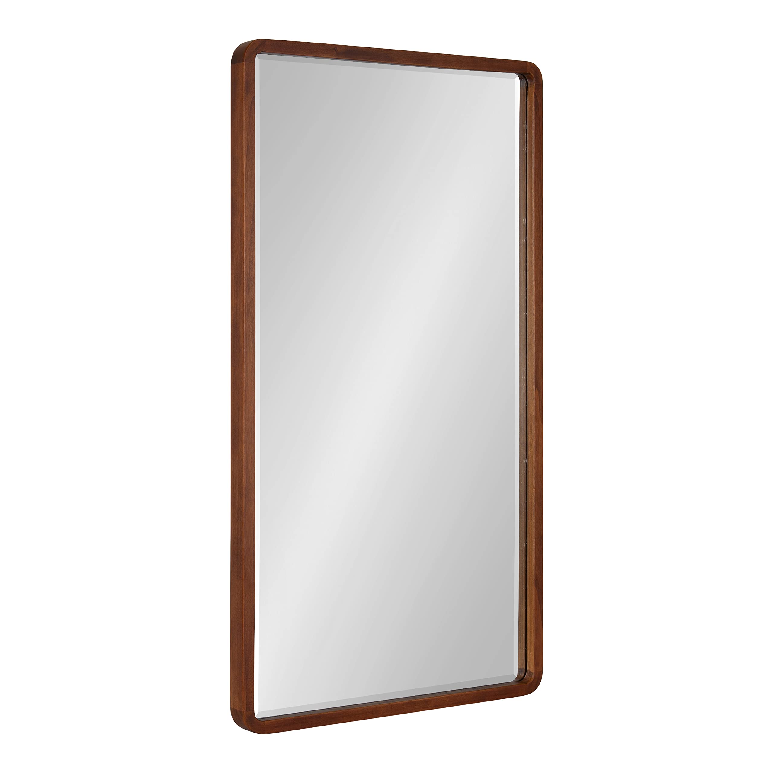 Modern Wood Framed Rounded Rectangle Wall Mirror