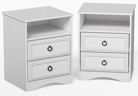 Nightstand Set of 2, Night Stand with Drawers, Accent Bed Side Table and End Table