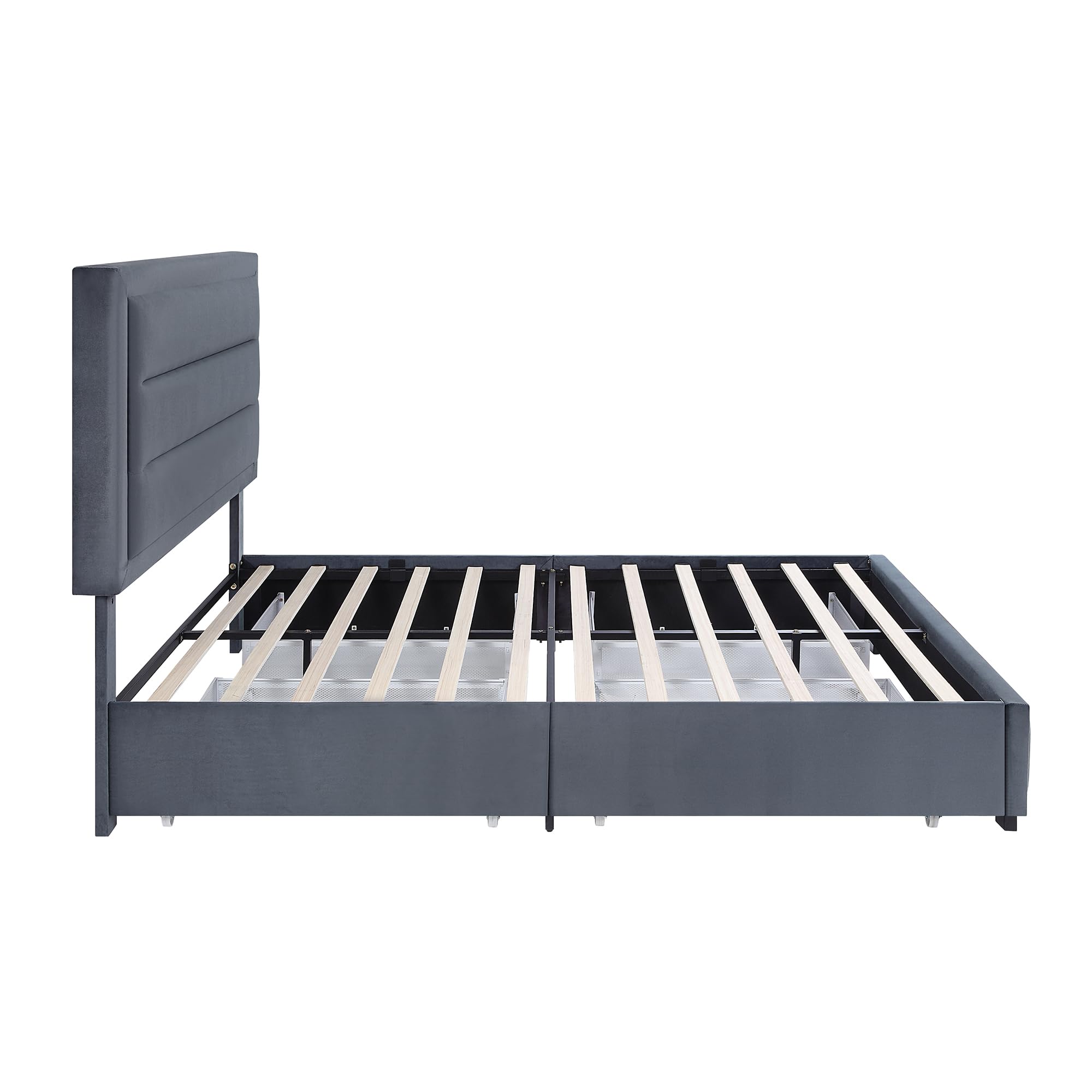 Leif Transitional Fabric Upholstered Platform Bed with Storage for Bedroom