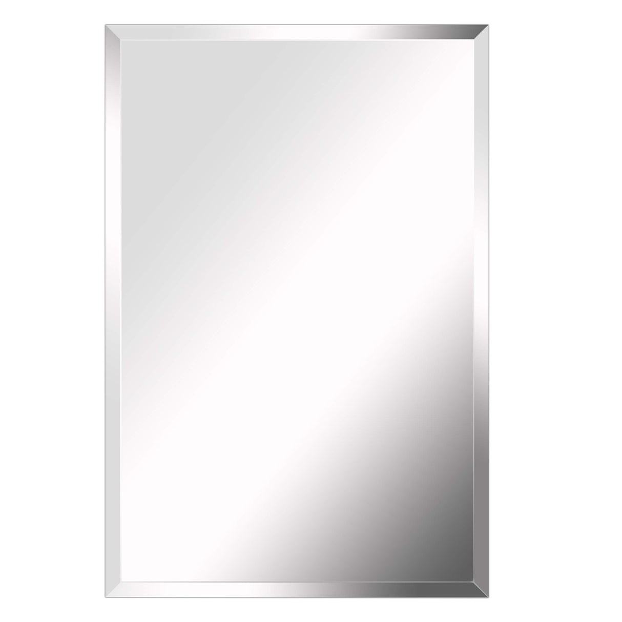 Premium Large Frameless Wall Mirror with Streamlined 1 Inch Bevel and with Solid Wood