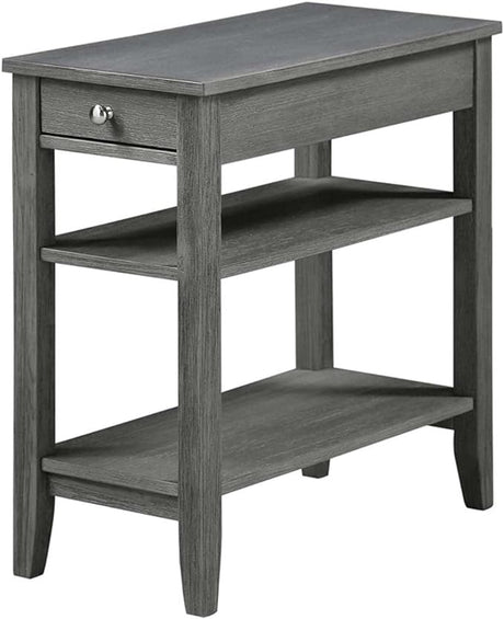 American Heritage 3-Tier End Table with Drawer, 23.5"L x 11.25"W x 24"H, Espresso