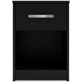 Finch Modern 1 Drawer Night Stand with Open Cubby, Black