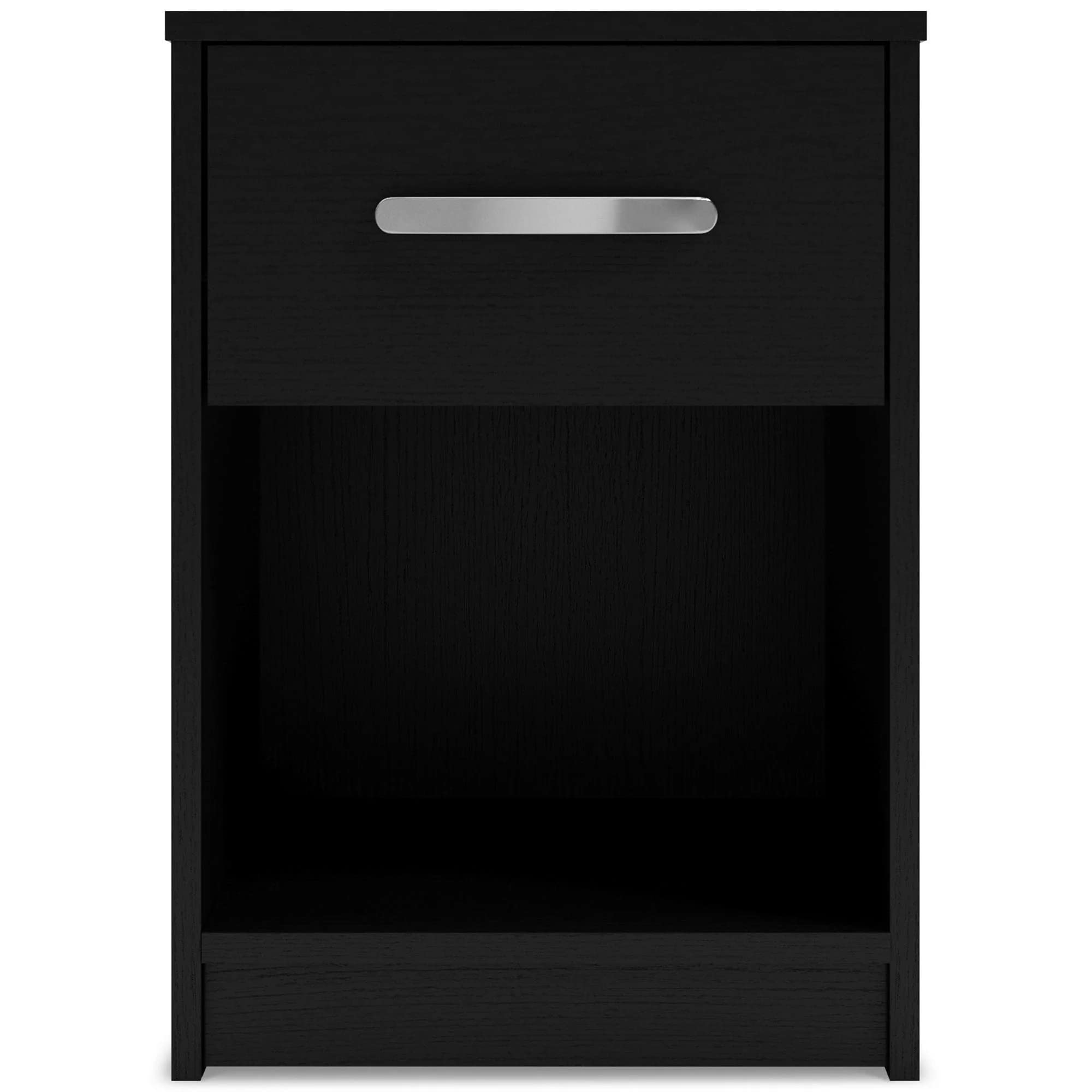 Finch Modern 1 Drawer Night Stand with Open Cubby, Black