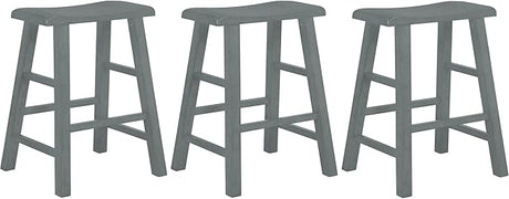 Heavy-Duty Solid Wood Saddle Seat Kitchen Counter Height Barstools, 24 Inches