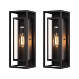 18" Classic Outdoor Wall Sconce 1 Light in Matte Black Rectangular Metal Frame and Clear