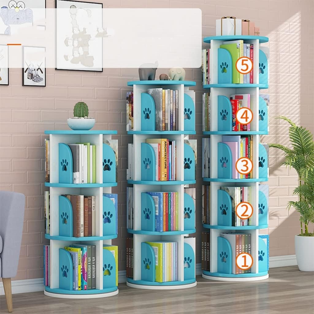 360° Rotating Bookshelf, Children's Floor-Standing Bookcase, Round Coffee Table