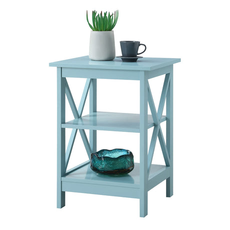 Oxford End Table with Shelves, Sea Foam Blue