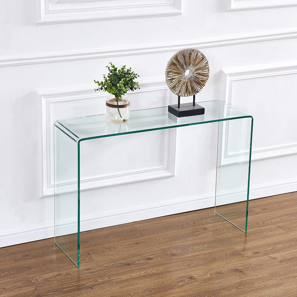 Clear Glass Console Table - Narrow Entryway & Sofa Table