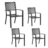 Patio Dining Stackable Chairs, Outdoor Wrought Iron Furniture Set Bistro Chairs