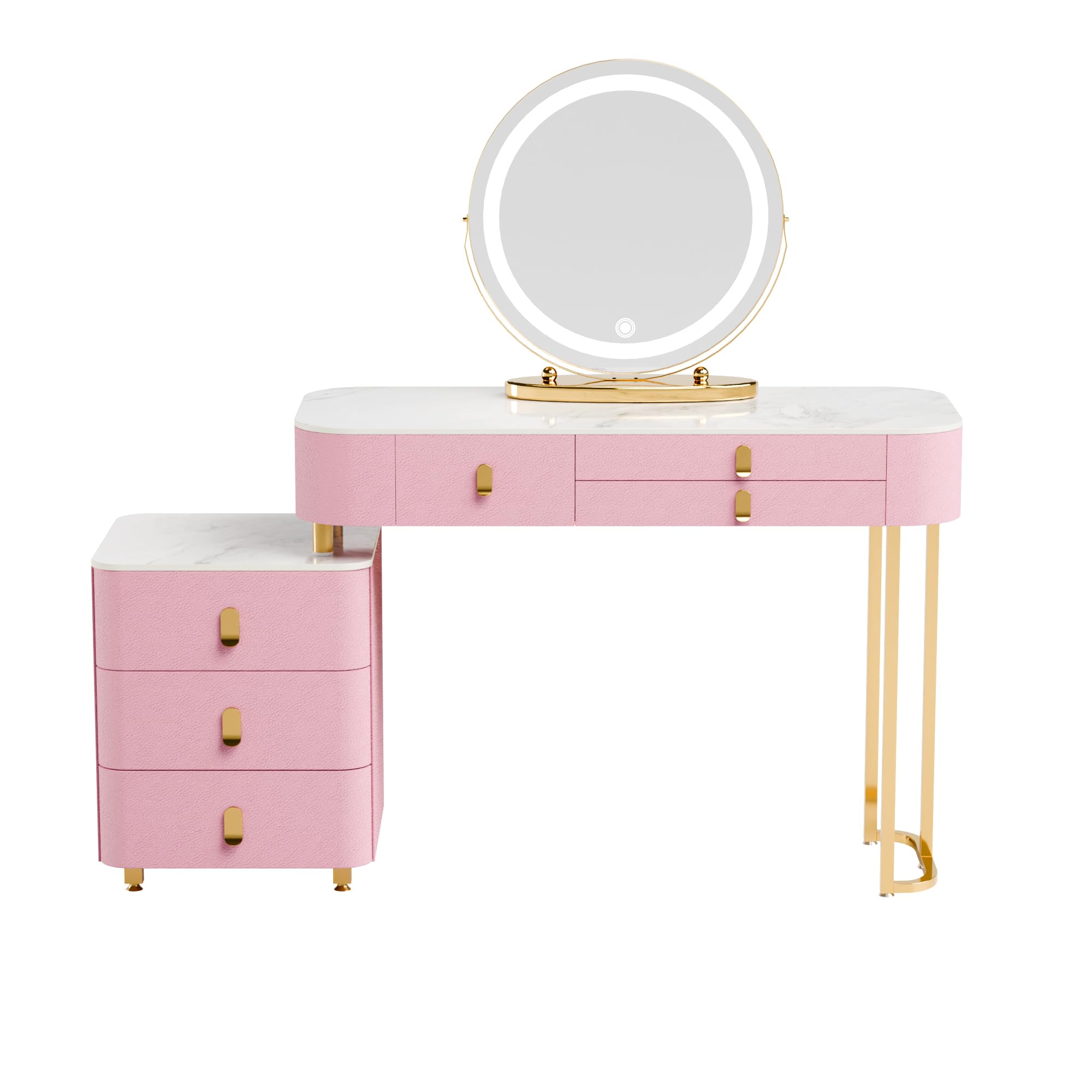 Vanity Desk with Mirror and Lights,Makeup Dressing Table with Storage Cabinet