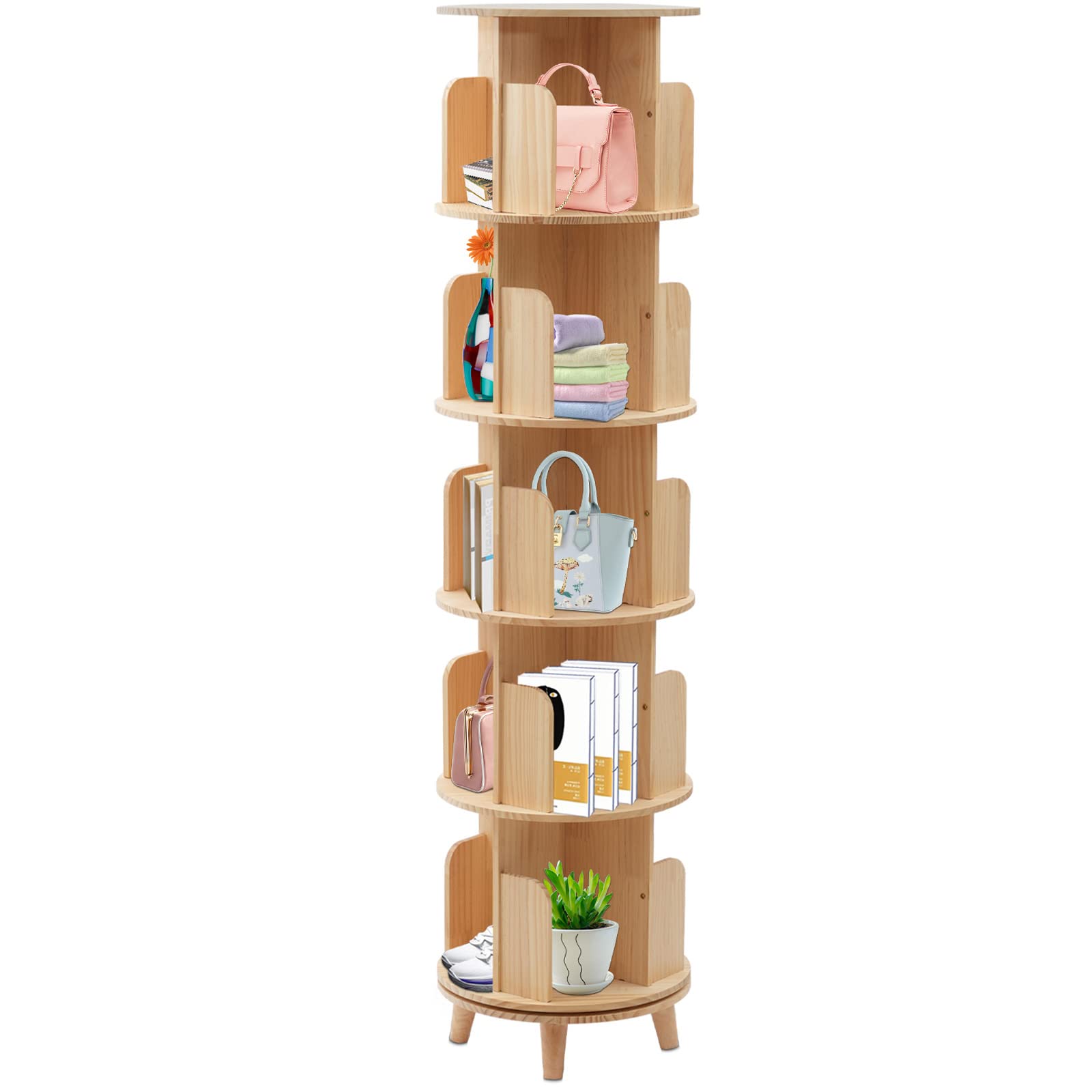 Rotating Bookshelf 360 Display,Corner Bookshelf for Small Space