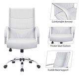 High Back Office Desk Chair Conference Leather Executive with Padded Armrests,