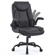 Ergonomic Leather Office Chair with Flip-Up Armrests