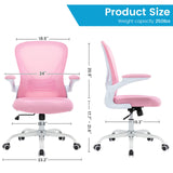 Desk Chair Mesh Office Chair with Flip-up Arms Mid Back Swivel Computer Chair Home