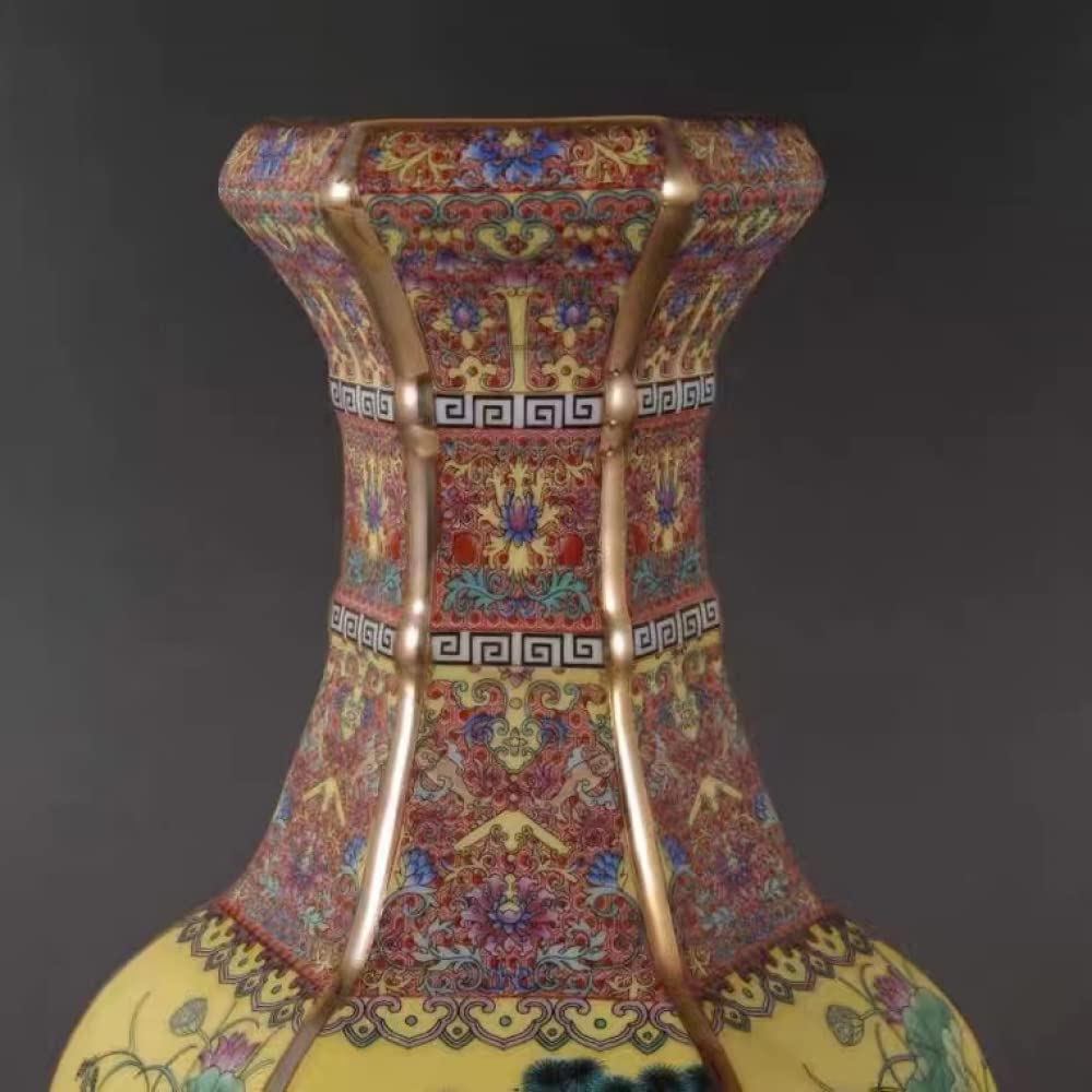 Ceramic Enamel Color Flower and Bird Vase Antique Chinese Porcelain Decoration