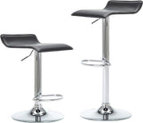 Contemporary Chrome Air Lift Adjustable Swivel Bar Stool, Set of 2, Gray