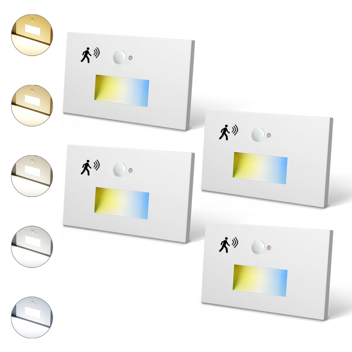 4 Pack Motion Sensor Stair Lights Indoor Outdoor, 120V Hardwired Motion Activated Step Lights