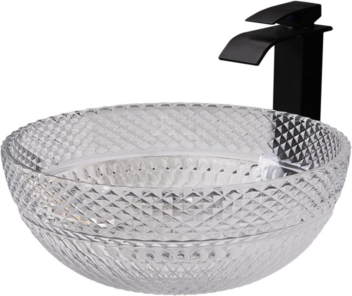 Above Counter Basin, Bathroom Vessel Sink Transparent Crystal Glass Vessel Sink Counte