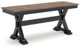 Wildenauer 50" Dining Bench, 48" W x 16" D x 19" H, Dark Brown & Black