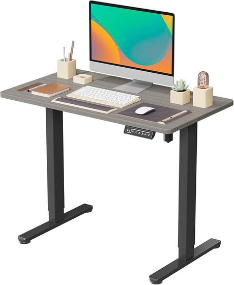 Small Electric Standing Desk, 35" x 20" Whole Piece Height Adjustable Desk with Memory Controller