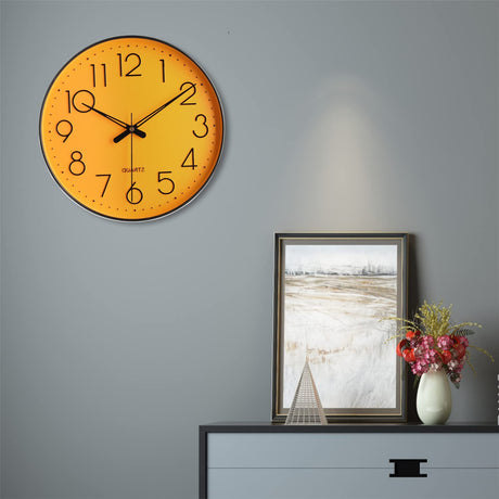 Wall Clock 12" Silent Non Ticking Arabic Numeral Clock Round Decorative Wall Clock for Office