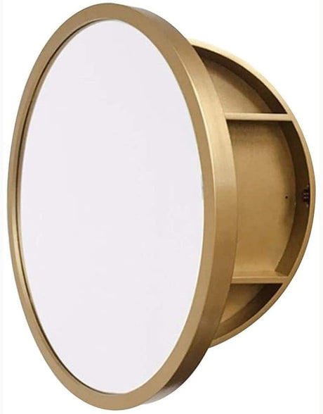 Round Bathroom Vanity Mirror with Cabinet, Bathroom with Wall Storage Cabinet