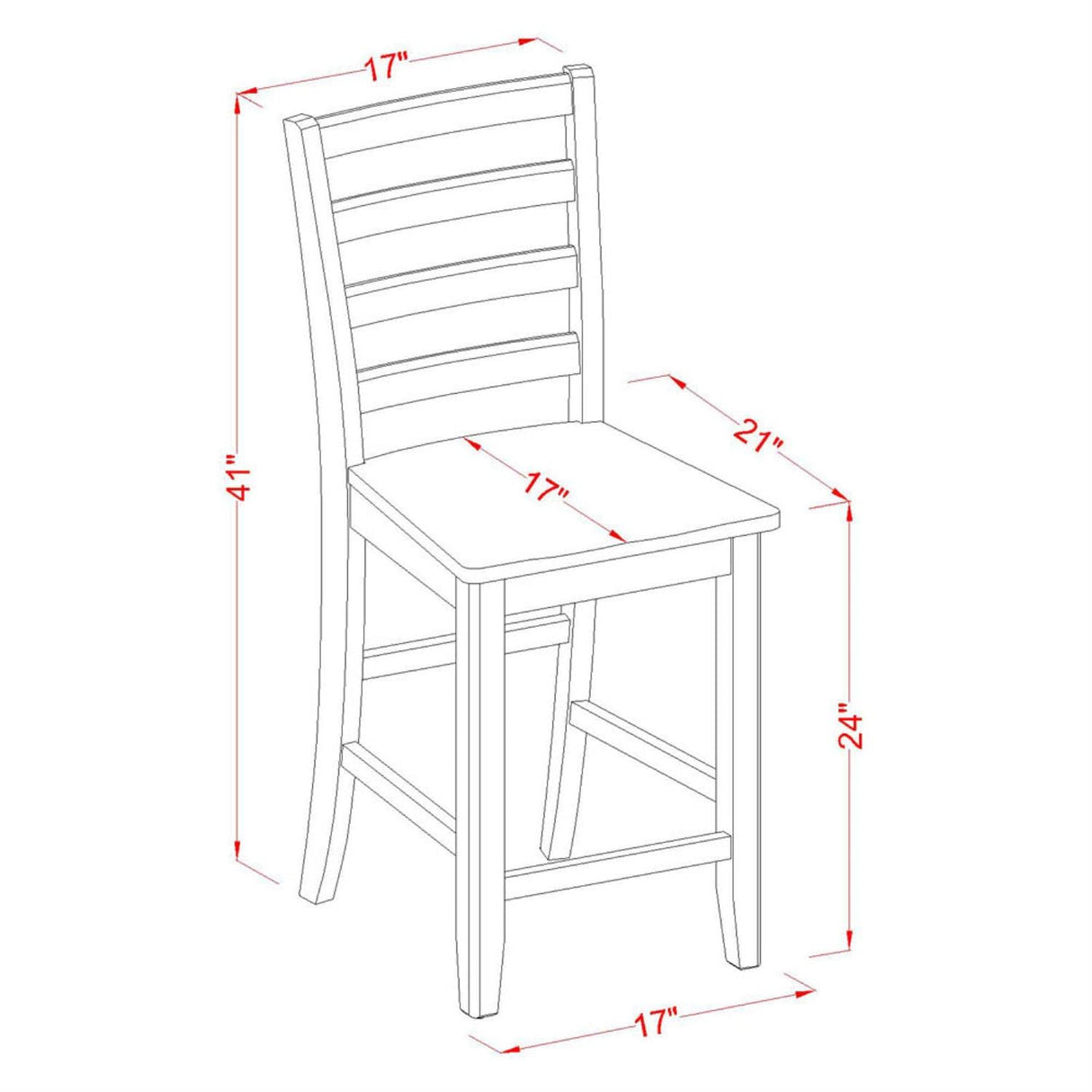 YAFA5-BLK-W 5 Piece Counter Height Dining Table Set Includes a Rectangle Wooden Table and 4 Kitchen Dining Chairs, \