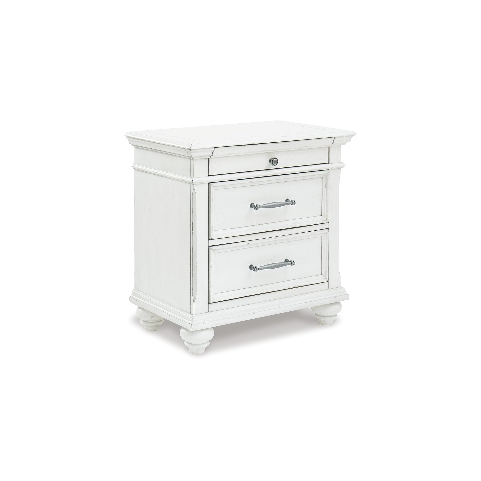 Nightstand in Distressed Whitewash Finish