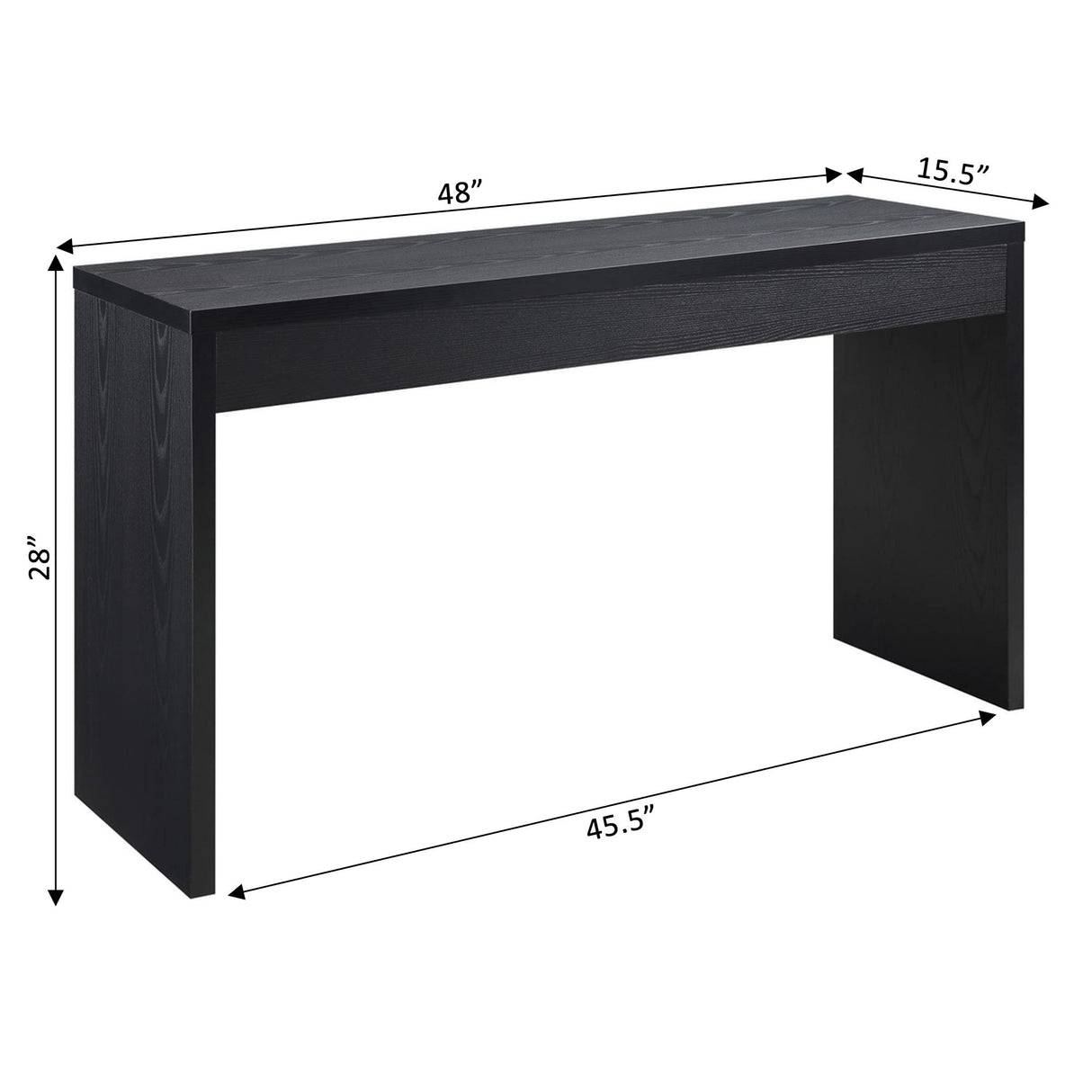 Northfield Hall Console Desk Table, 48(L) x 15.5(W) x 28"(H), Black