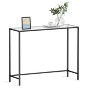 39.4" Tempered Glass Console Tables, Modern Sofa Tables with Metal Frame