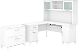 Somerset 60W L-Shaped Desk with Hutch & Lateral File Cabinet