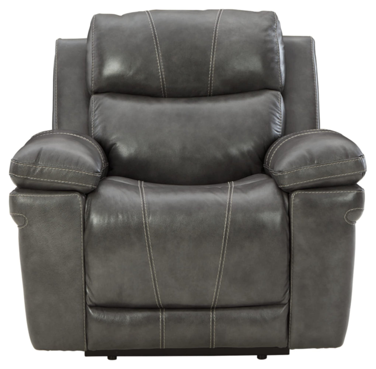 Edmar Leather Power Recliner with Adjustable Headrest, Gray