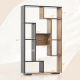 47-Inch Bookshelf, Modern Wooden Geometric Bookcase with Open Shelves, Anti-Tipping Kits, Wood Book Case Shelf, Open Cube Storage Organizer Display Rack for Living Room