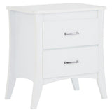 Contemporary Style 2 Drawers Wood Nightstand, White