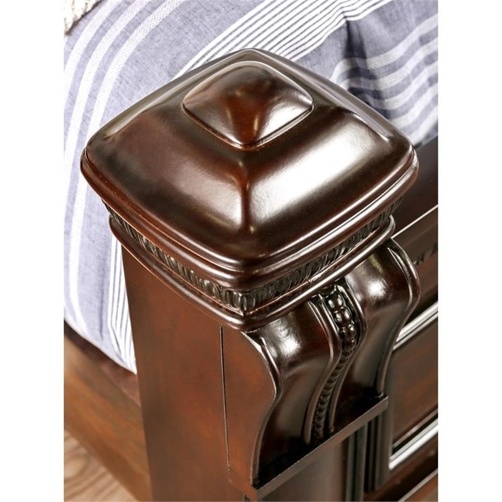 Traditional Cherry Wood King Panel Bed with Slat Kit