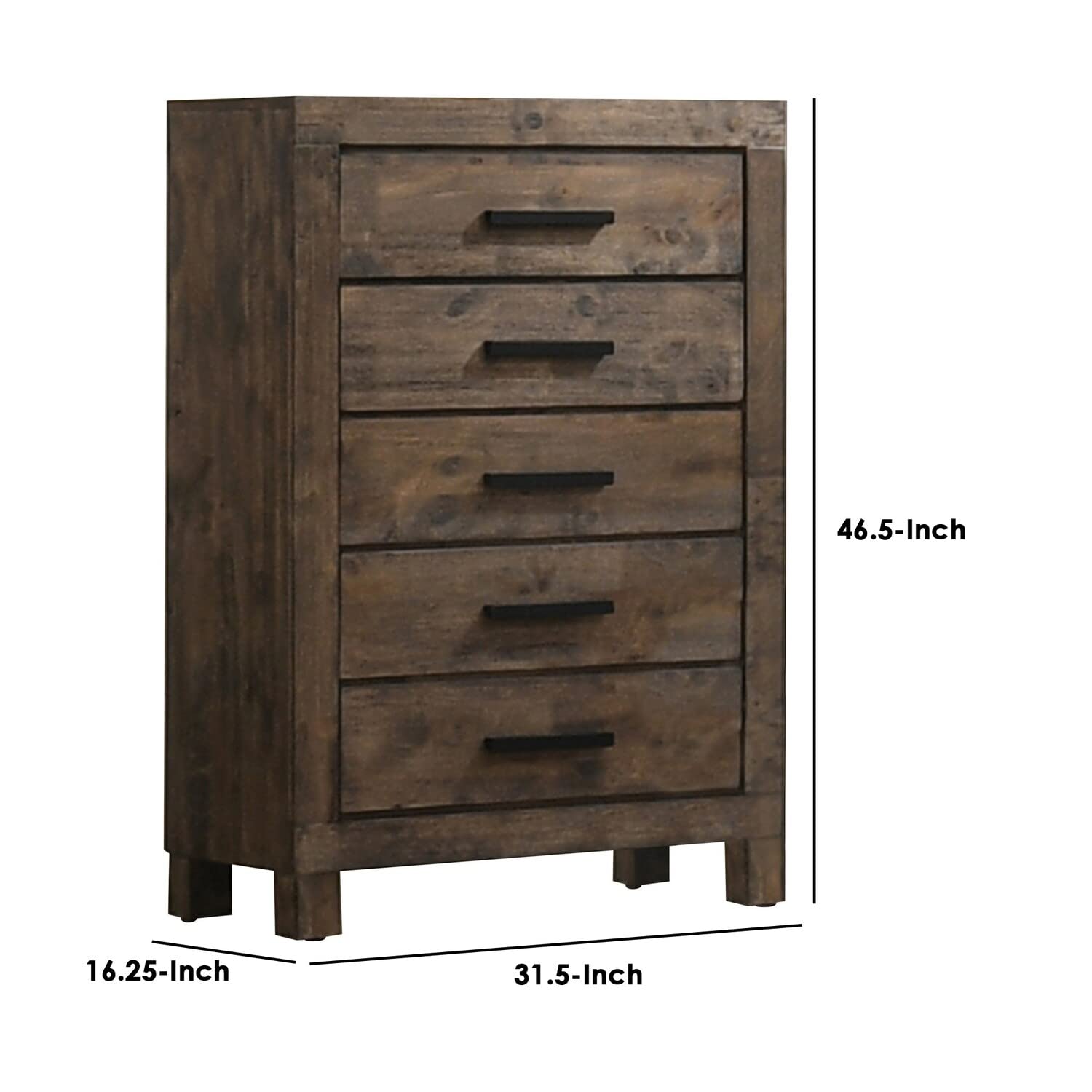 Storage Wooden Chest with 5 Drawers and Grain Details